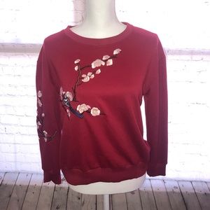 Red Cherry Blossom Sweater